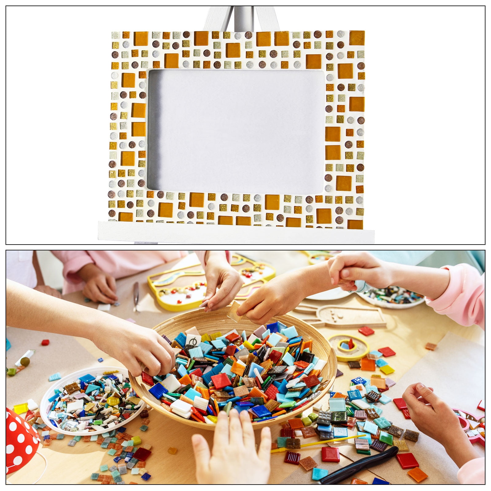 Uxcell 2Pcs Stained Glass Sheet Mosaic Tile Stained Glass Sheets for Crafts DIY Art Project Army Green