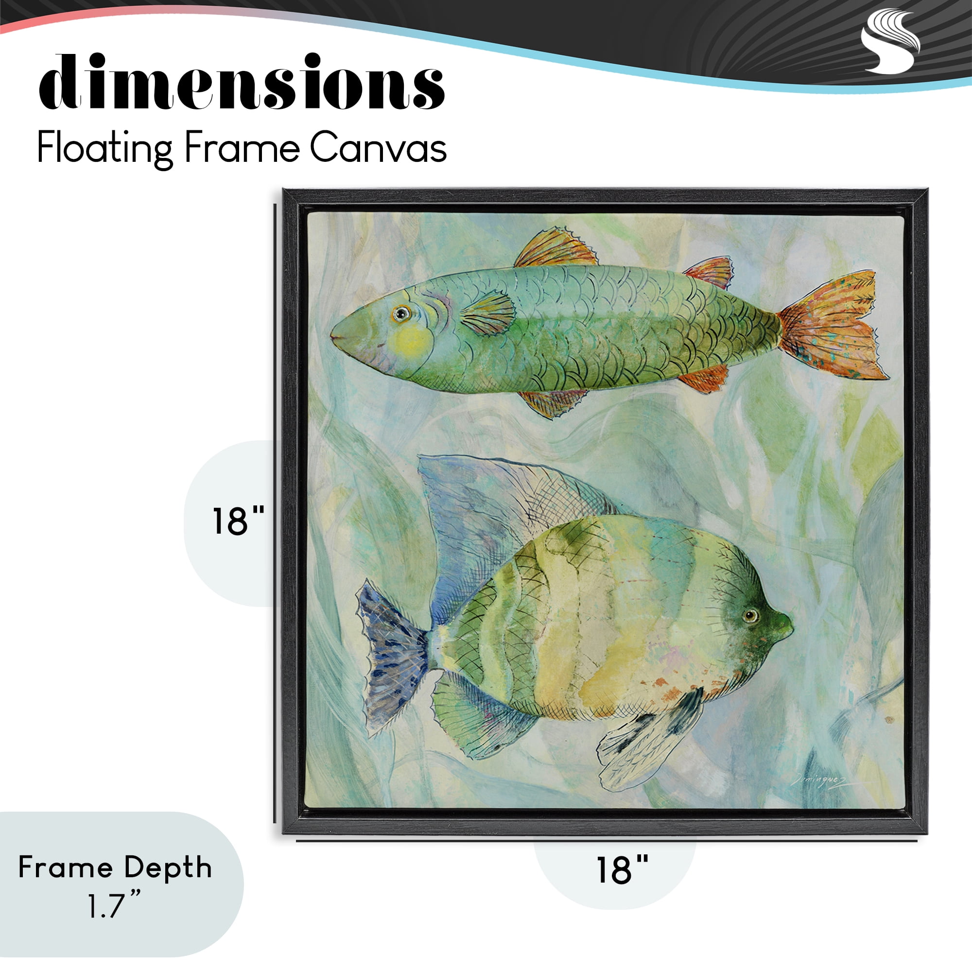 Stupell Industries Sweet Fish Duo Watercolor Black Framed Floater Canvas Wall Art, design by Lorenzo Collective