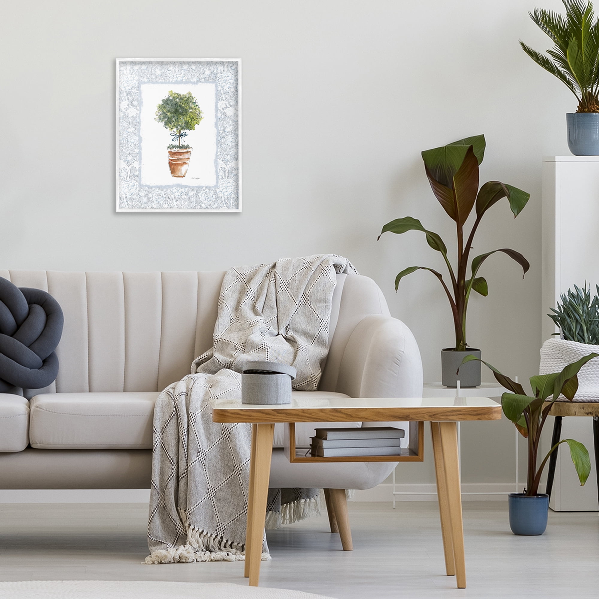 Stupell Industries Potted Topiary in Terracotta White Framed Giclee Art, design by Carol Robinson