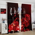 thumbnail image 4 of Red Wine Rose Curtains, Burgundy Rose Romantic Floral Flower Wine Girls Print for Room Window Decor, Rod Pocket Blackout Drapes for Living Room Bedroom Kitchen 2 Panel Set 21" W X 63" L, 4 of 6