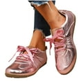 thumbnail image 4 of Women's Flat Lace-Up Casual Sneakers Round Toe Comfortable Shoes for Outdoor and Indoor Activities Pink,37, 4 of 9