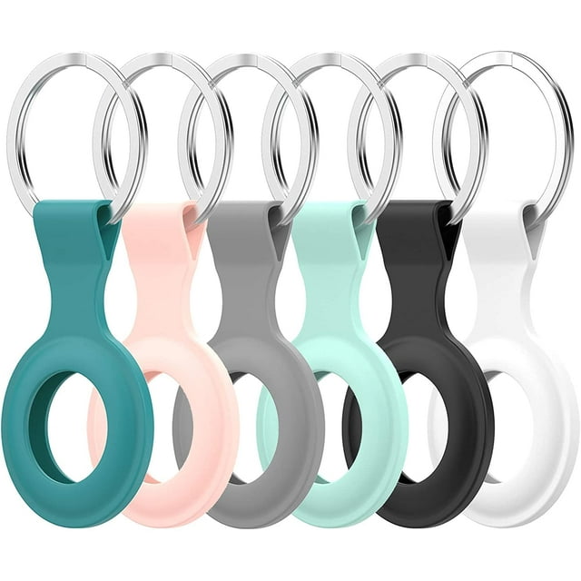 Lot de 6 Étuis en Silicone Compatibles avec Apple AirTags 2021 avec Anneau Porte-Clés, Étui de Protection et Support pour Traqueur AirTags