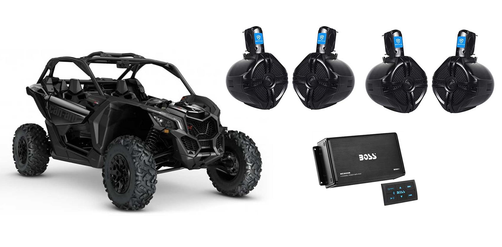 6.5 Rollcage Tower Speakers for Can-Am Maverick X3//X3 Max+Bluetooth Amp+Remote