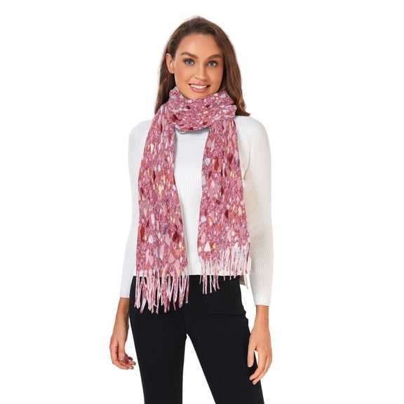 Women Winter Scarves Fashion Pashmina Shawl Wraps Long Blanket Scarf for Fall Spring Pink Clastic Gemstone