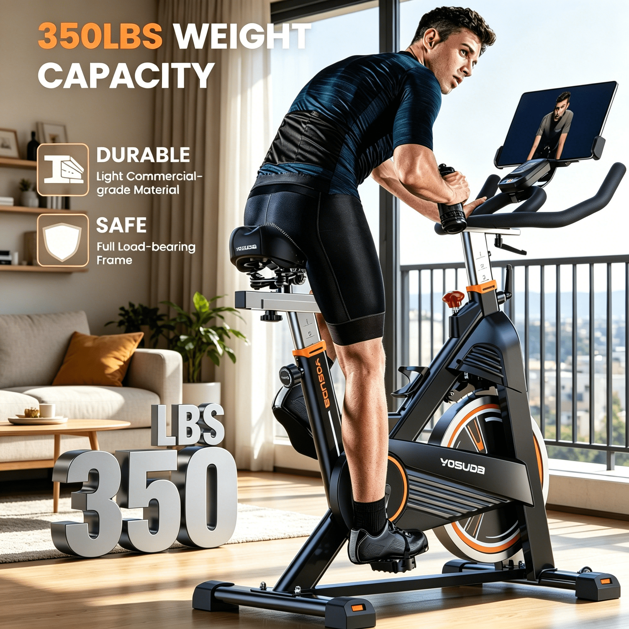 YOSUDA Pro Magnetic Stationary Exercise Bike, 350 lbs Weight Capacity Indoor Cycling Bike 40 lbs Flywheels & Adjustable Max 100 lbs Resistance, Comfortable Seat Cushion, Silent Belt Drive