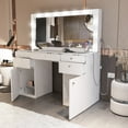 thumbnail image 4 of Boahaus Kiana Extra Large Makeup Vanity with Lights, Mirror, Stool, 7 Drawers, USB, White, 4 of 12