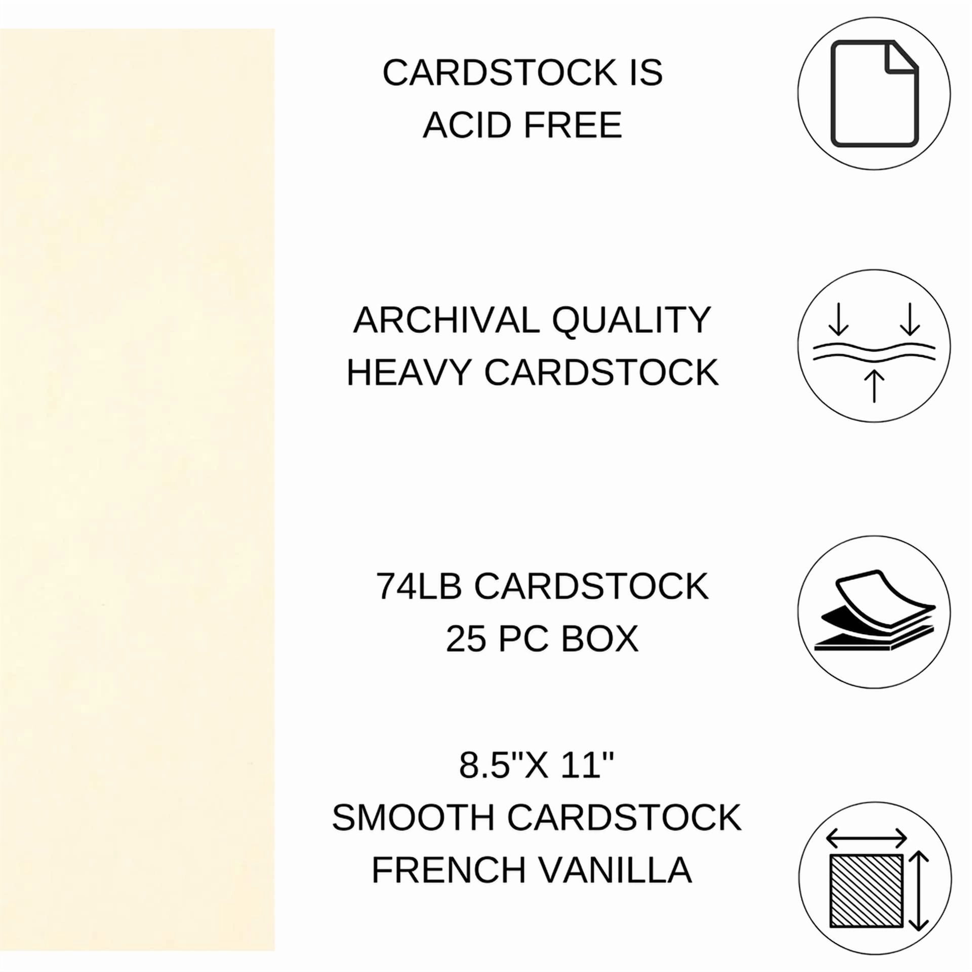 Pa Paper Accents Smooth Cardstock 8.5" X 11" French Vanilla, 74Lb Colored