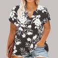 thumbnail image 2 of Summer Saving Wycnly Cute Tops for Women Floral Print V-Neck Short Sleeve T shirts Summer Plus Size Fashion Petal Sleeve Loose Breathable Tunic Blouses White XXL Clothes, 2 of 5