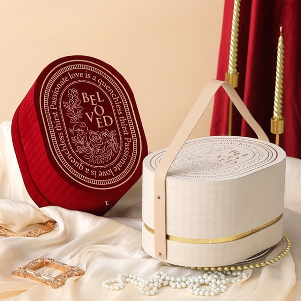 Caja De Regalo De Fibra De Poliéster 1 pc Velvet Hand Gift Box Polyester Claret Holiday Candy Packaging Box for Wedding Souvenir Festival Gifts 6.49x4.44x4.05" JASKFLY