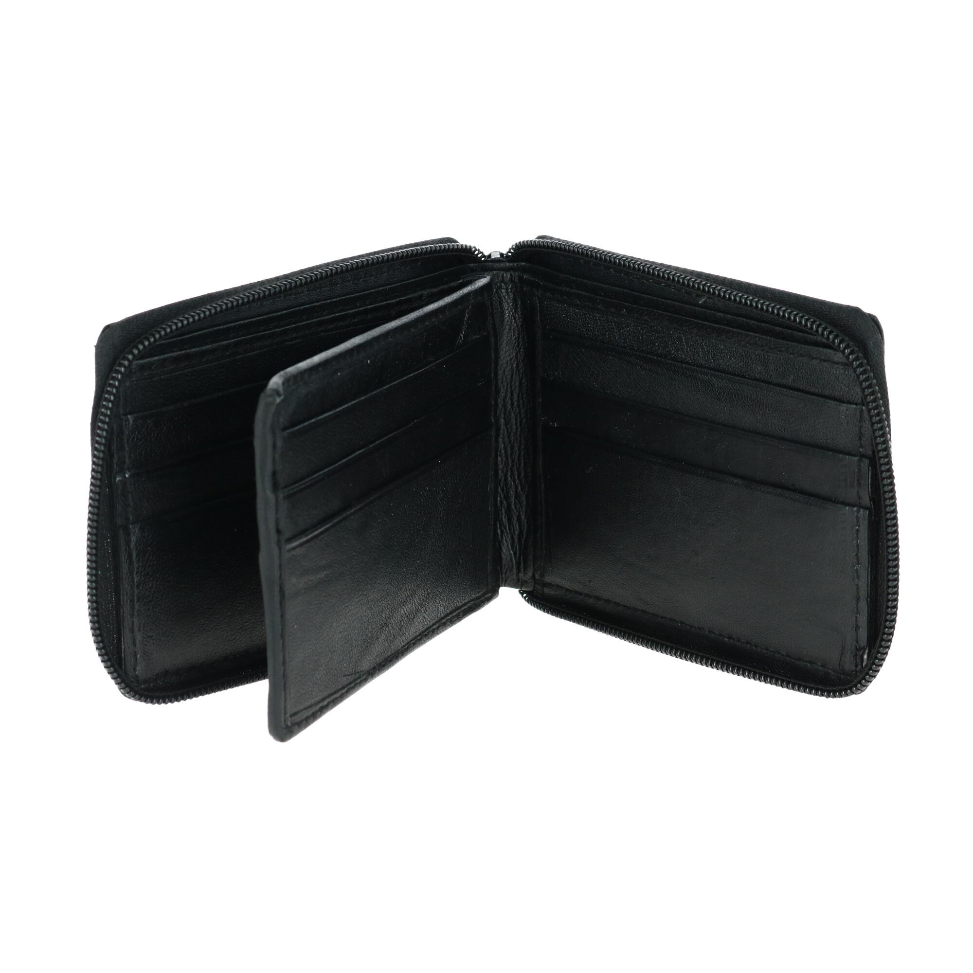 CTM Men's Leather ZipAround Wallet with Middle Card Slot Flap