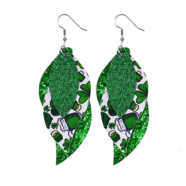 Pendientes HUOGUO con forma de gota verde para el Día de San Patricio para mujer
