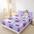 thumbnail image 4 of Homewish Cartoon Cherry Print Full Size Sheets, Princess Ribbon Bowknot Bed Sheets, Purple Patchwork Plaid Sheet Sets, Lightweight Room Decor, 4-Piece, 4 of 7