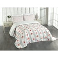 thumbnail image 3 of Ambesonne Shabby Flora Quilted Bedspread Set 3 Pcs, Rose Blooms, King Size, Dark Coral Pale Blue, 3 of 5