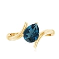 thumbnail image 5 of Rosec Jewels Real London Blue Topaz Pear Shaped Engagement Ring for Women - Statement Ring - AAA Quality - with Jewelry Box, 14K Yellow Gold, US 4.50, 5 of 9