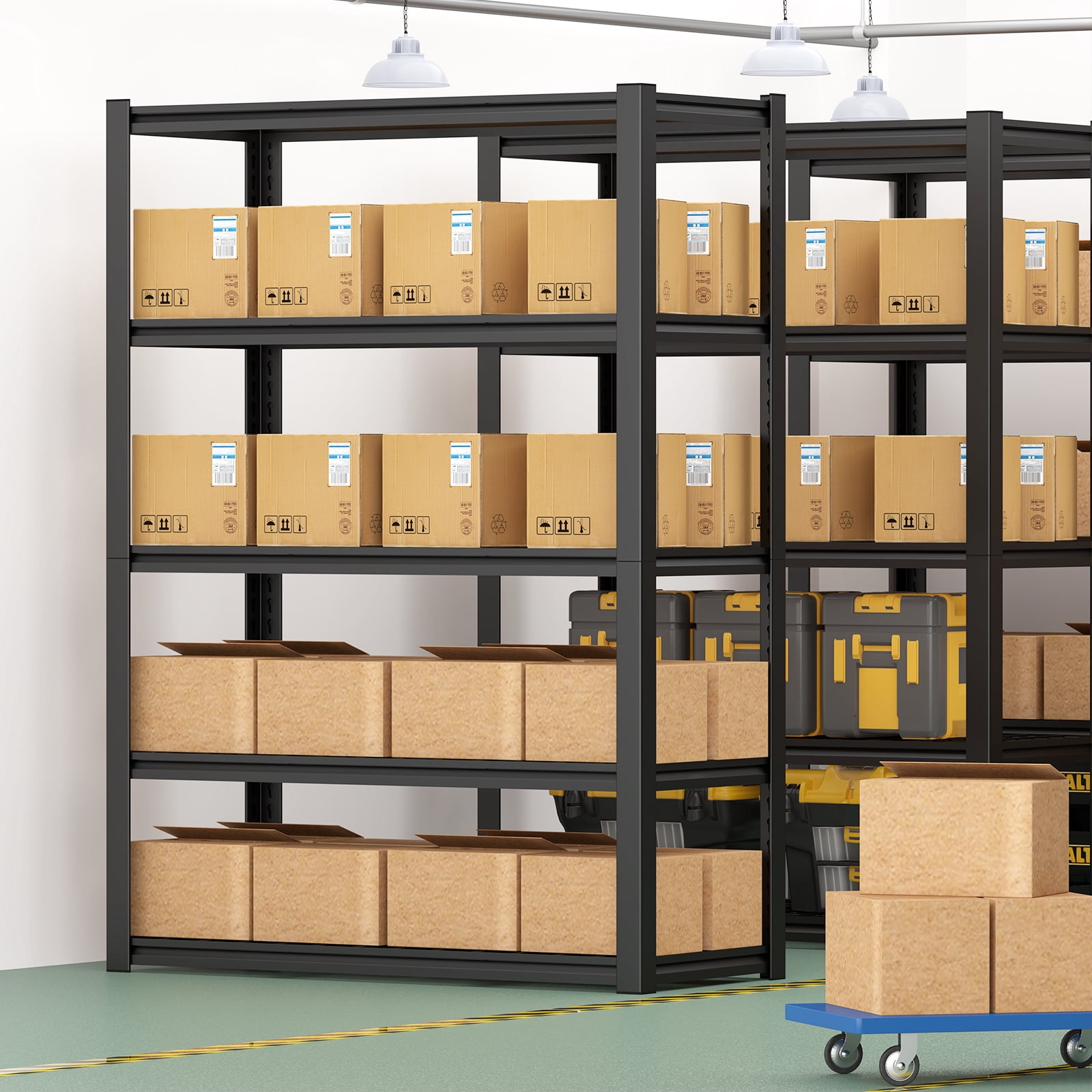 Marcree 24" D x 59" W x 72" H Garage Shelving, 3000LBS Garage Shelving Heavy Duty Storage Shelves 5 Tier Metal Shelves, Adjustable Industrial Shelf for Warehouse, Basement