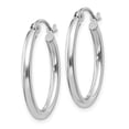 thumbnail image 2 of 14K White Gold Earring Hoop Women'S 24 mm 2 Polished 2Mm Oval Tube Earrings, 2 of 4