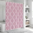 thumbnail image 6 of Pink Morocco Shower Curtain, Waterproof Shower Curtains for Bathroom, Moroccan Boho Ethnic Abstract Grid Art Washable Fabric Bathtub Curtain Set Bath Decor with 12 Hooks Extra Long 72"x96", 6 of 8