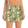 thumbnail image 2 of Xecao's Happy Easter for a double-layer running short for women, perfect for gym, tennis, and more, featuring a convenient pocket., 2 of 9