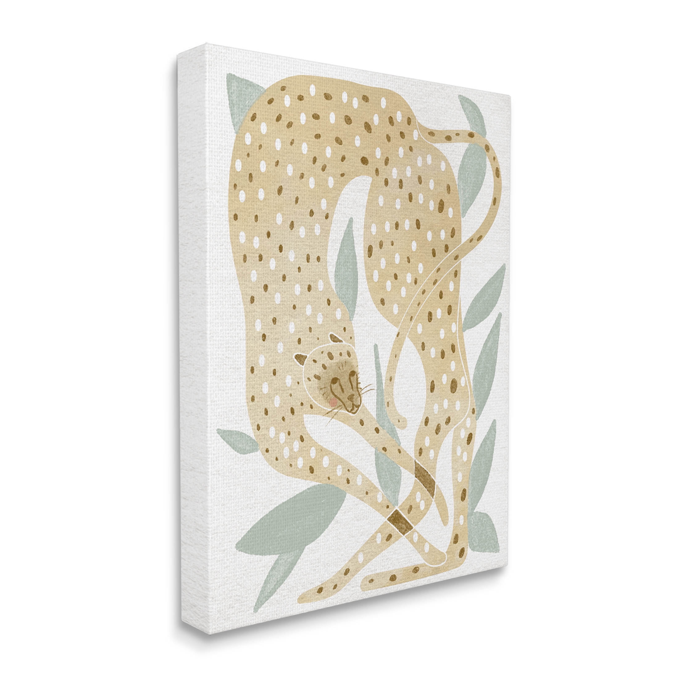 Modern Cheetah Botanical Leaves Animals & Insects Graphic Art Gallery Wrapped Canvas Print Wall Art