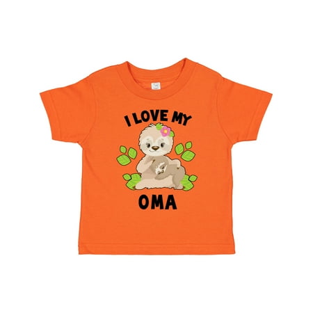 

Inktastic Cute Sloth I Love My Oma with Green Leaves Gift Toddler Boy or Toddler Girl T-Shirt