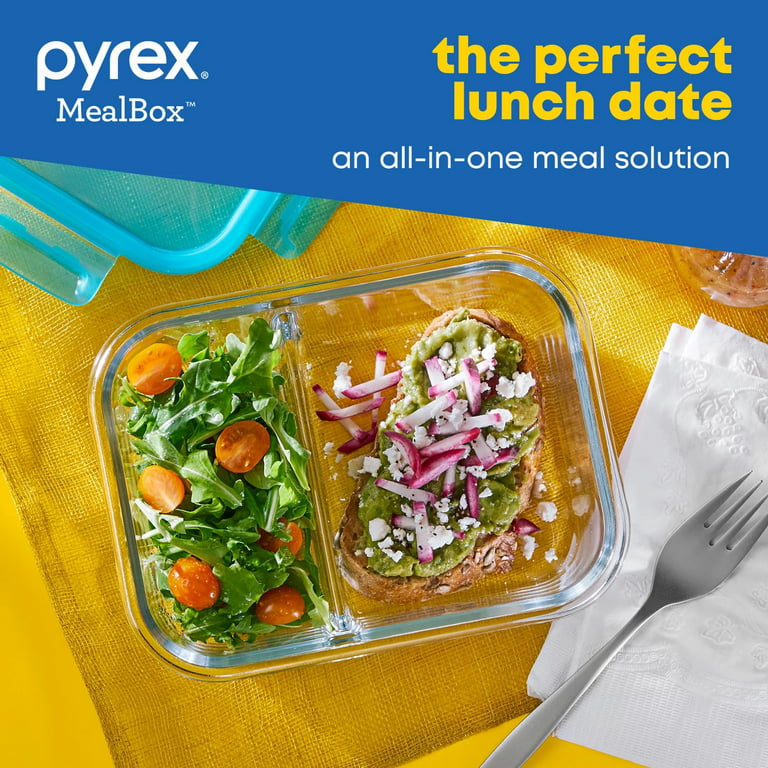 Pyrex Mealbox 10-Pc Bento Box Set, 2.3-Cup Divided Glass Food Storage  Containers Set, Non-Toxic, BPA-Free Latching Lids, Freezer, Microwave and