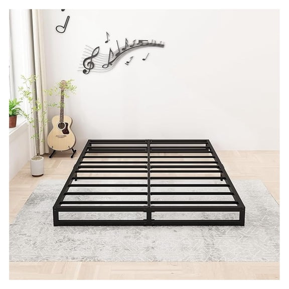 6 Inch King Size Bed Frame Sturdy Mattress Foundation, Heavy Duty Metal Platform with Steel Slats Support No Box Spring Needed, Noise Free, Easy Assembly, Black