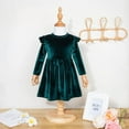 thumbnail image 3 of LEEYNEER Toddler Baby Girls Velvet Dress Ruffle Long Sleeve A-line Casual Princess Party Dresses Playwear Fall Winter, 3 of 5