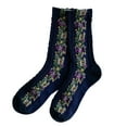 thumbnail image 2 of Dress Choice Women Vintage Style Nordic Stripe Flower Socks Girls Vintage Ethnic Floral Cotton Socks, 2 of 8