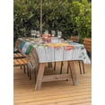 thumbnail image 3 of Outdoor Tablecloths with Umbrella Hole & Zipper, Watercolor Floral Tablecloth Rectangle 60x84 Inch, Spring Botanical Flowers Leaves Wood Grain Waterproof Table Cloth, Patio/Pool/Picnic Table Covers, 3 of 8