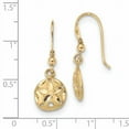 thumbnail image 2 of Beautiful 14k Polished & Satin Diamond-cut Sand Dollar Shepherd Hook Earrings, 2 of 2