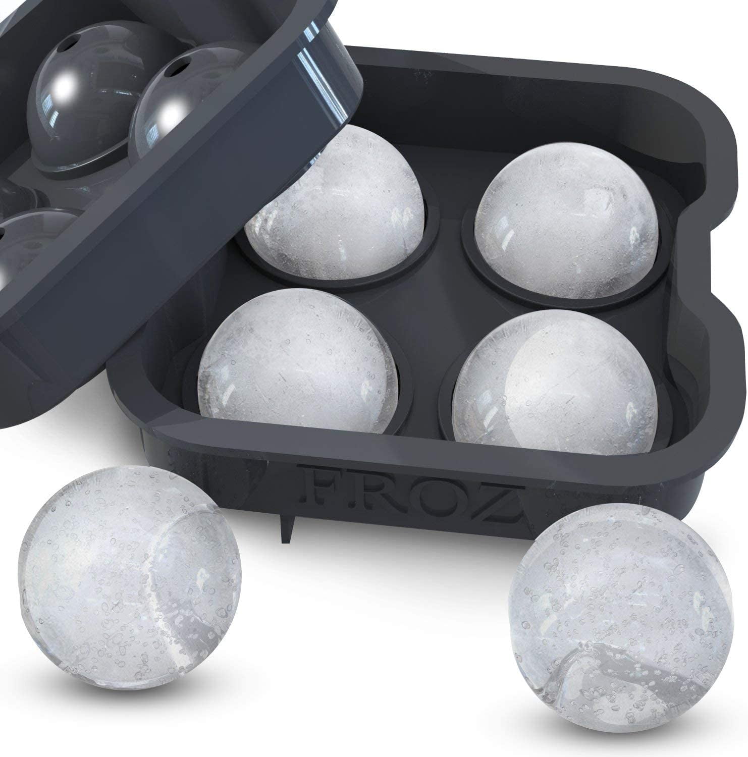 FROZ Crystal-Clear Ice Ball Maker 2 Cavity Sphere Ice Mold Makes Two Large 2.3 