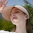 thumbnail image 7 of ZACPNCV Sun Visor Hat for Women Wide Brim Straw Visors Beach Hat Ponytail UV UPF Packable Foldable Travel Pink Free Size, 7 of 7
