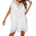 thumbnail image 2 of facefd Robe de Plage Dentelle Crochet Creux Couverture Maillot de Bain Femme, Blanc Blanc, 2 of 5