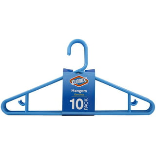 Clorox Blue Plastic Clothes Hangers – | Ideal for Everyday Standard Use |  Two Accessory Hooks | Value Set (Pack of 10)