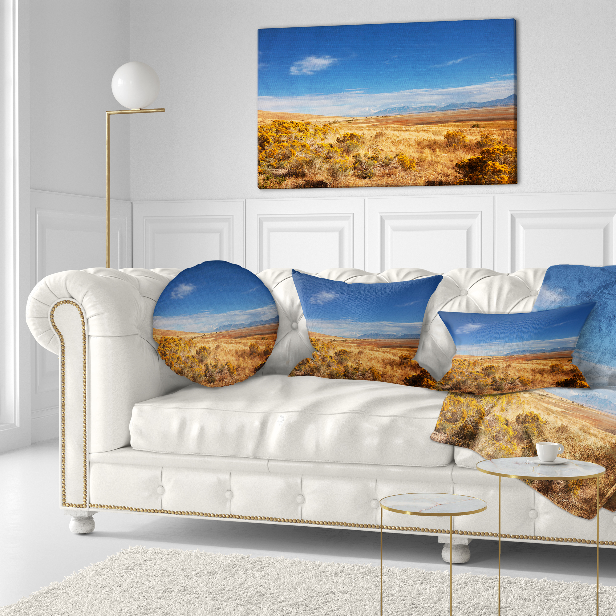 Designart 12" x 20" Blue Polyester Throw Pillow
