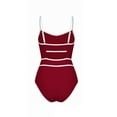thumbnail image 6 of UPPADA Womens Cute One Piece Swimsuit Solid Color Spaghetti Straps Swimdress Built In Comfy Bra V Neck Beach Swimsuit Backless Strap Swimwear Red,M, 6 of 6