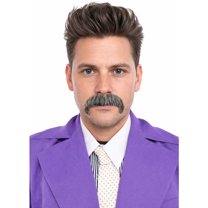 HPO Adult Men's Horseshoe Fake Human Hair Mustache | Facial Hair Multiple Colors Options
