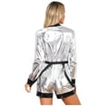 thumbnail image 2 of Alvivi Women's Shiny Astronaut Costume Bodysuit Fancy Dress Shorts Jumpsuit Silver 3XL, 2 of 8