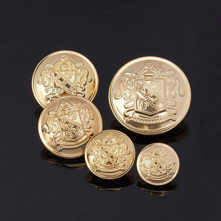 50pcs Metal Blazer Button Set Emblem Crest Vintage Shank Buttons 15mm 18mm  23mm 25mm 30mm for Blazer Suits Coat Uniform and Jacket - Golden 