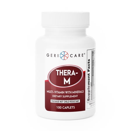 Geri-Care Thera-Tabs M, Multivitamin with Minerals Supplement, Caplets, 1 Bottle of 100 Caplets