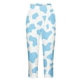 thumbnail image 5 of Pxkloy Womens Capri Leggings Cow Print,Rainbow Capri for Women 2024 High Waist Yoga Capris with Tummy Control Plus Size Workout Leggings Womens Elastic Cropped Pants Light Blue, 5 of 5