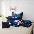 thumbnail image 5 of Manfei Neon Blue Gamepad Twin Bedding Sets 7-Piece, Futuristic Square Geometric Bedding Comforter Set, Level Up Reversible Sheet Sets, Ultra Soft Home Decor, 5 of 7