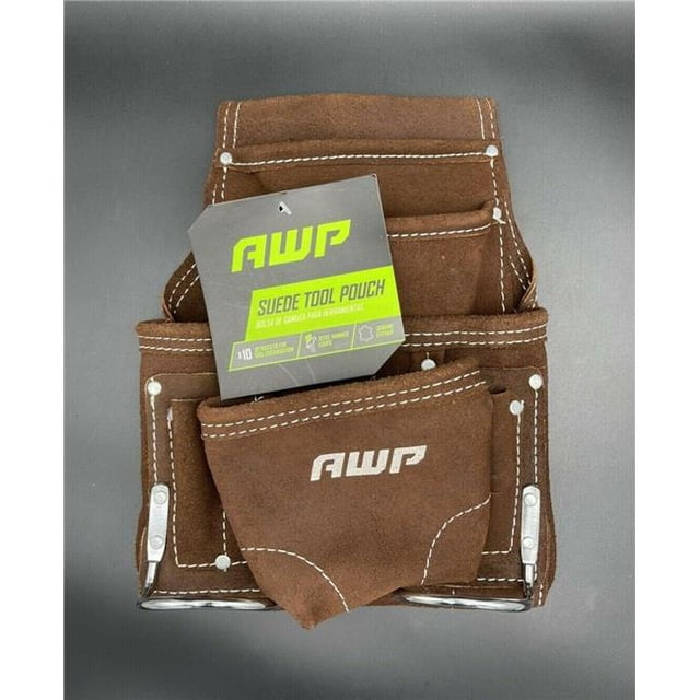 Big Time Products 100873 AWP Suede Leather Tool Pouch with Steel Hammer Loops, Brown