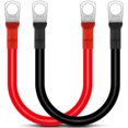 FUYGRCJ 2Pcs Battery Inverter Cable 30cm 12V 2AWG Copper Auto Battery Cable Waterproof Flexible Red