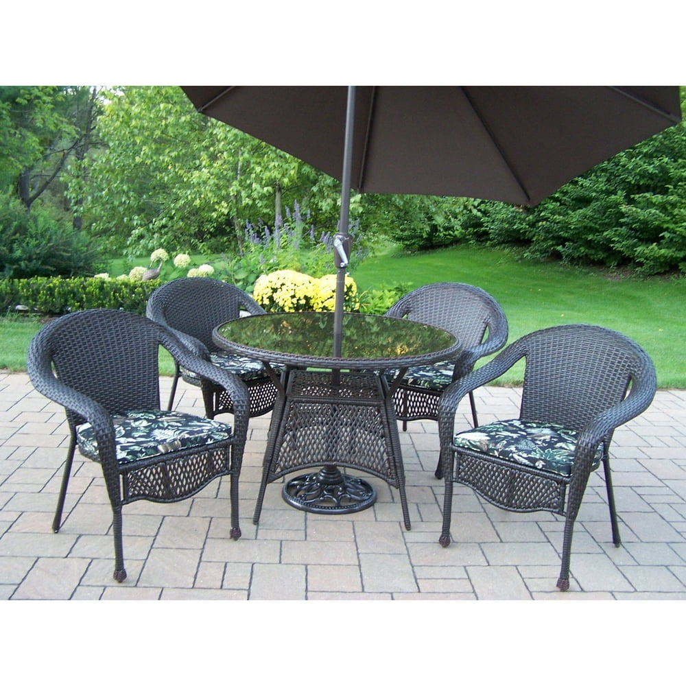 Oakland Living Elite AllWeather Wicker Patio Dining Set with Tilting