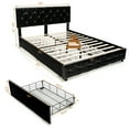 thumbnail image 4 of Costway Queen Upholstered Platform Bed w/ 4 Drawers PU Leather Button Tufted Headboard, 4 of 10