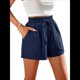 thumbnail image 2 of Pantalones Cortos de para Mujer, Informales, de Verano, de Cintura Alta, con Pierna y Cordón Ajustable, Holgados y Cómodos para la Playa. Azul Oscuro XXL, 2 of 7