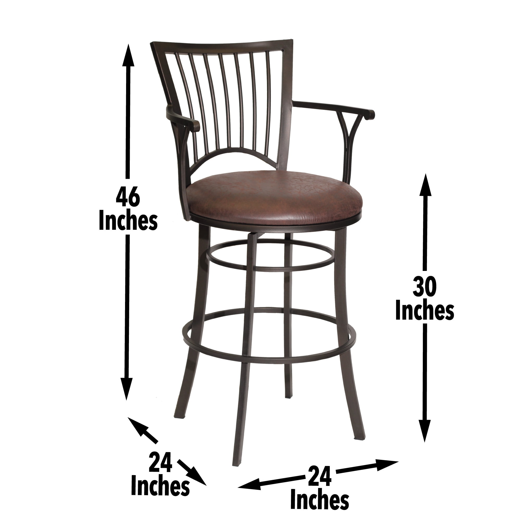 Steve Silver Bayview Metal Swivel Bar Stool with Coach Brown Microsuede Seat