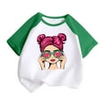 thumbnail image 2 of DAETIROS Girls Graphic T-Shirt, Soft Cotton Crewneck Cute Comfy Casual Short Sleeve Girls Summer Top Green Size 2 T, 2 of 5