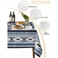 thumbnail image 5 of Blue Boho Suqare Tablecloth - 60 x 60 Inch, Southwestern Ethnic Aztec Retro Geometric Waterproof & StainResistant Tablecloth, Washable Oil-proof Table Cover for Dining/Party/Wedding/Camping/Buffet, 5 of 9
